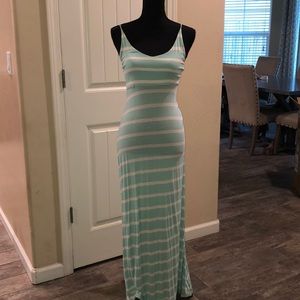 Striped baby blue and white maxi dress